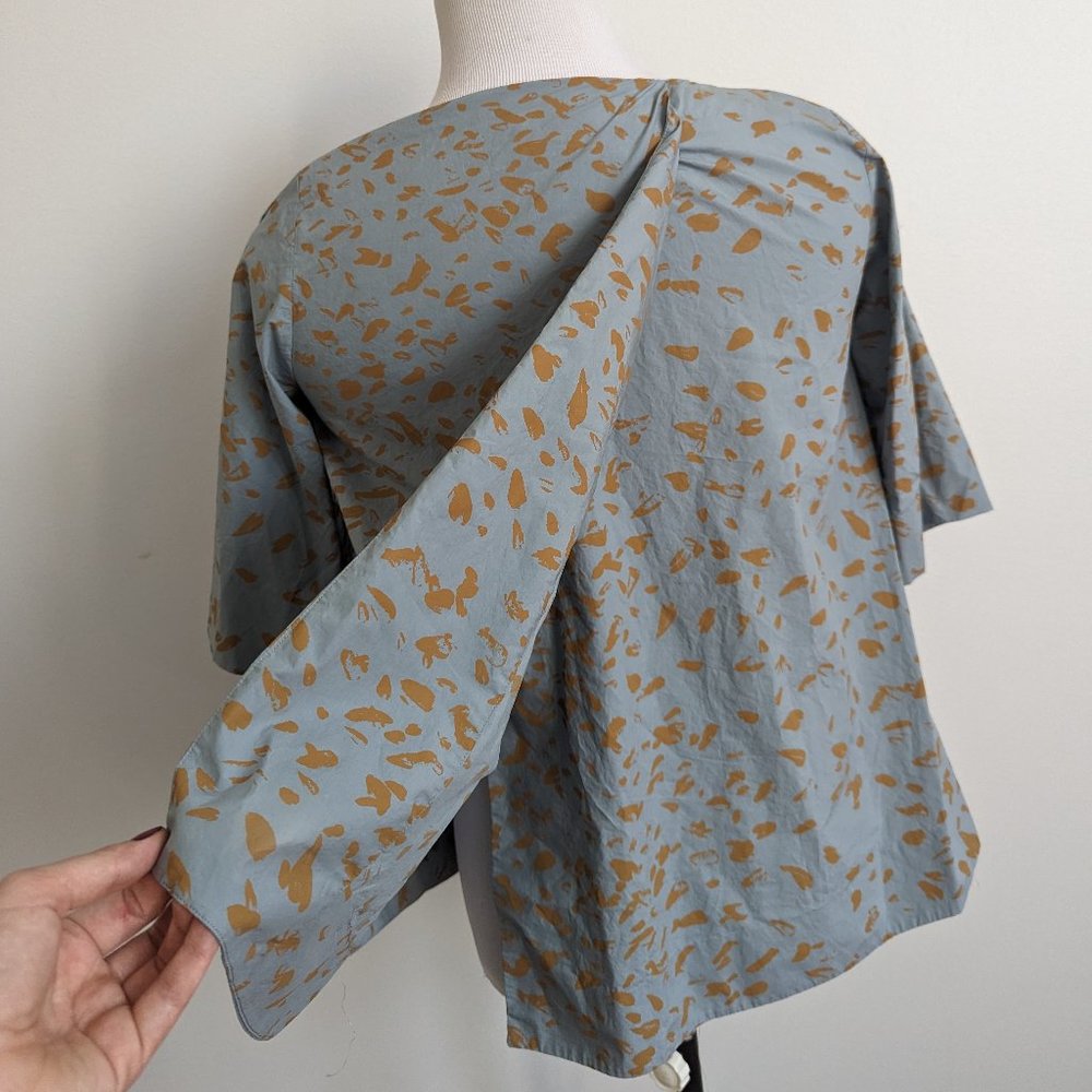 COS unique cotton blouse assymetric soft shirt pastel pattern open back